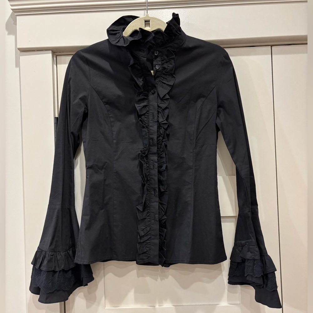 TOV Los Angeles Black Ruffled Women's Top